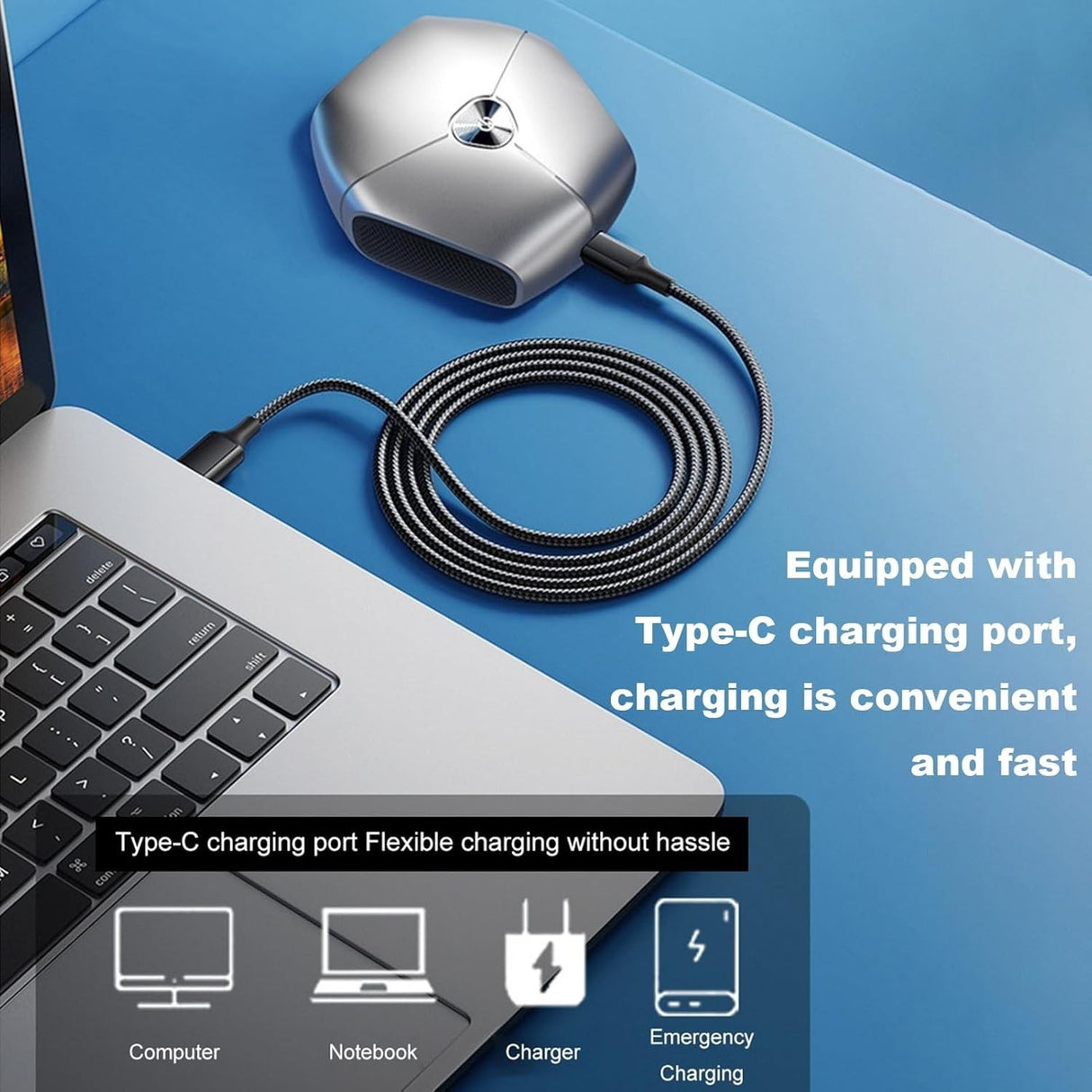 Aparat de Ras Portabil, Vivimall, 8W, Autonomie 60 min, Incarcare Cablu Type C Inclus, Periuta de Curatare, Husa, Reincarcabil, 7.3x7.5x3.3 cm, Gri