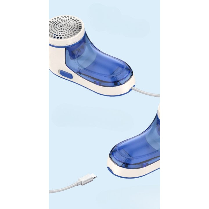 Aparat Pentru Curatat Scame, Par Si Praf, Vivimall, Pentru Diferite Tipuri De Material, Cu Lame Din Otel Inoxidabil, Incarcare Prin USB Type-C, Cu Perie De Curatare si Cablu USB Incluse, Albastru, 15 x 7 cm - vivimall.ro