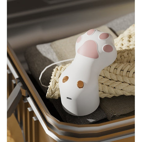 Aparat Pentru Curatat Scame, Par Si Praf, Pentru Diferite Tipuri De Material, Incarcare Usb Type-C, Model Labuta De Pisica, 14X7X7.5 Cm, Alb-Roz - vivimall.ro