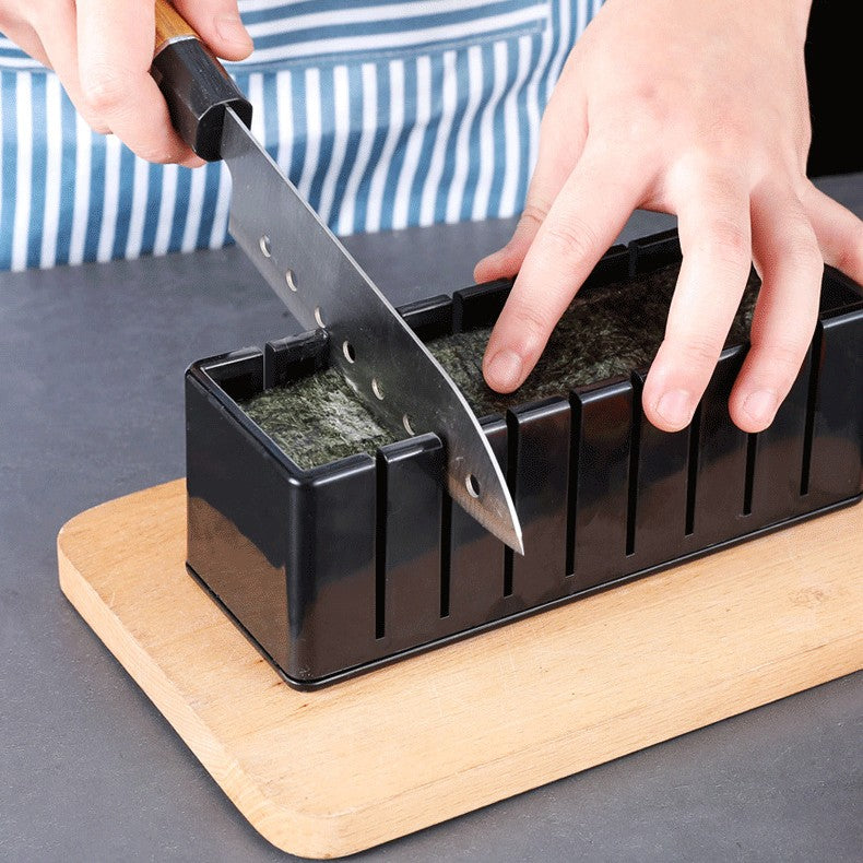 Aparat pentru Sushi, Vivimall, Set 7 Accesorii pentru Sushi, Ofera 3 Forme de Design, Rotund, Triunghi, Inimioare, Negru - vivimall.ro