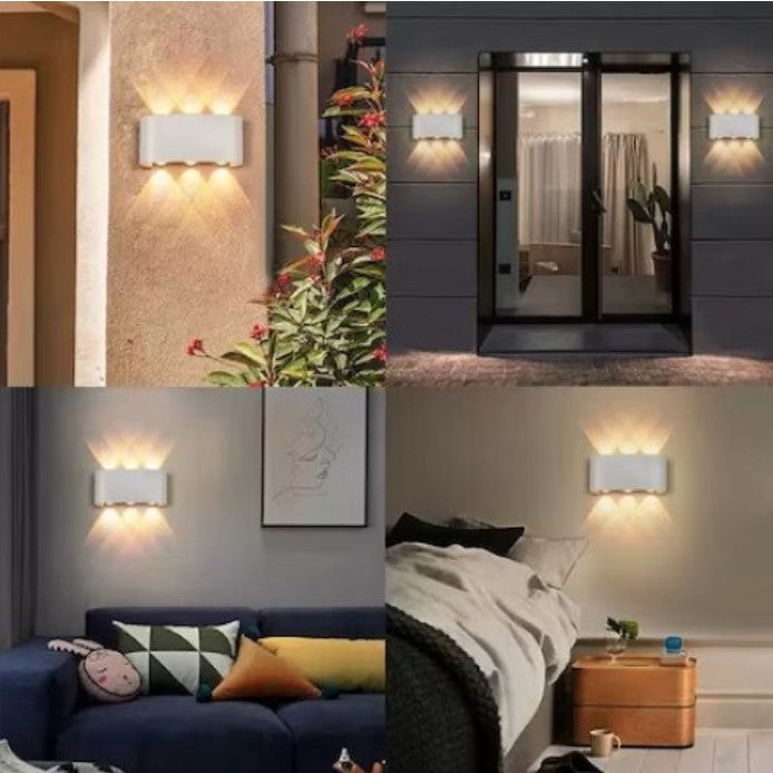 Aplica pentru Perete, Vivimall, Interior/Exterior, Rezistenta la Umezeala IP65, 8 W, Lumina Calda, Aluminiu, 22x8 cm, Alb - vivimall.ro