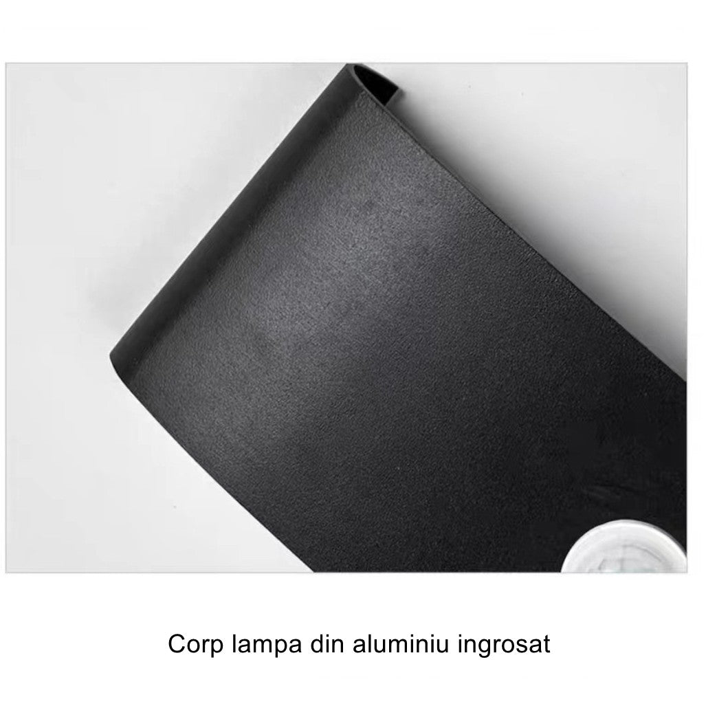 Aplica pentru Perete, Vivimall, Interior/Exterior, Rezistenta la Umezeala, 8 W, Aluminiu, Negru, 22x8 cm - vivimall.ro
