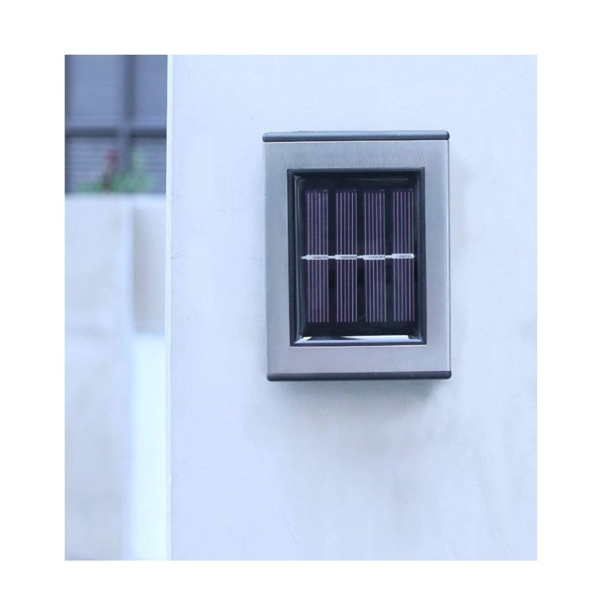 Aplica solara LED Vivimall, ABS/Policarbonat, rezistenta la apa IP65, pentru trepte, borduri, terasa, 1.2V, 600mah, 10 x 7.5 x 3 cm, lumina alb calda, negru - vivimall.ro