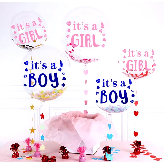 Sticker Autocolant, Vivimall, Tematica Gender Reveal, Model Scris It's a Girl, 19.5x27.5 cm, Roz - vivimall.ro