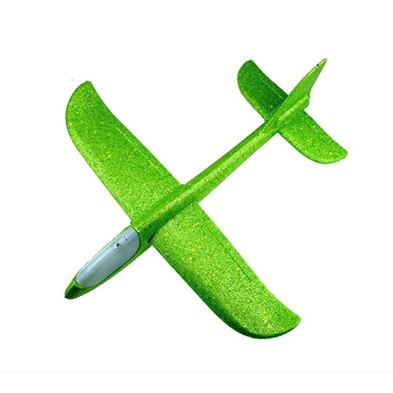 Avion planor din polistiren in punga , lungime 47 cm , Verde, cu lumini pe cap, Vivimall - vivimall.ro