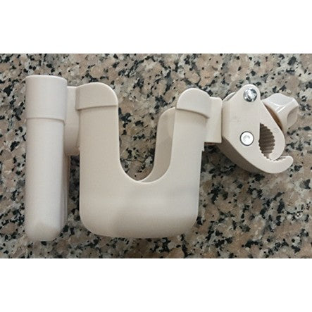 Suport pentru Pahar si Telefon, Vivimall, Suport Universal pentru Sticle cu Fixare de bara, Compatibil cu Bicicleta, Carucior pentru Bebelusi, 20 x 10 x 9.5 cm, Alb - vivimall.ro