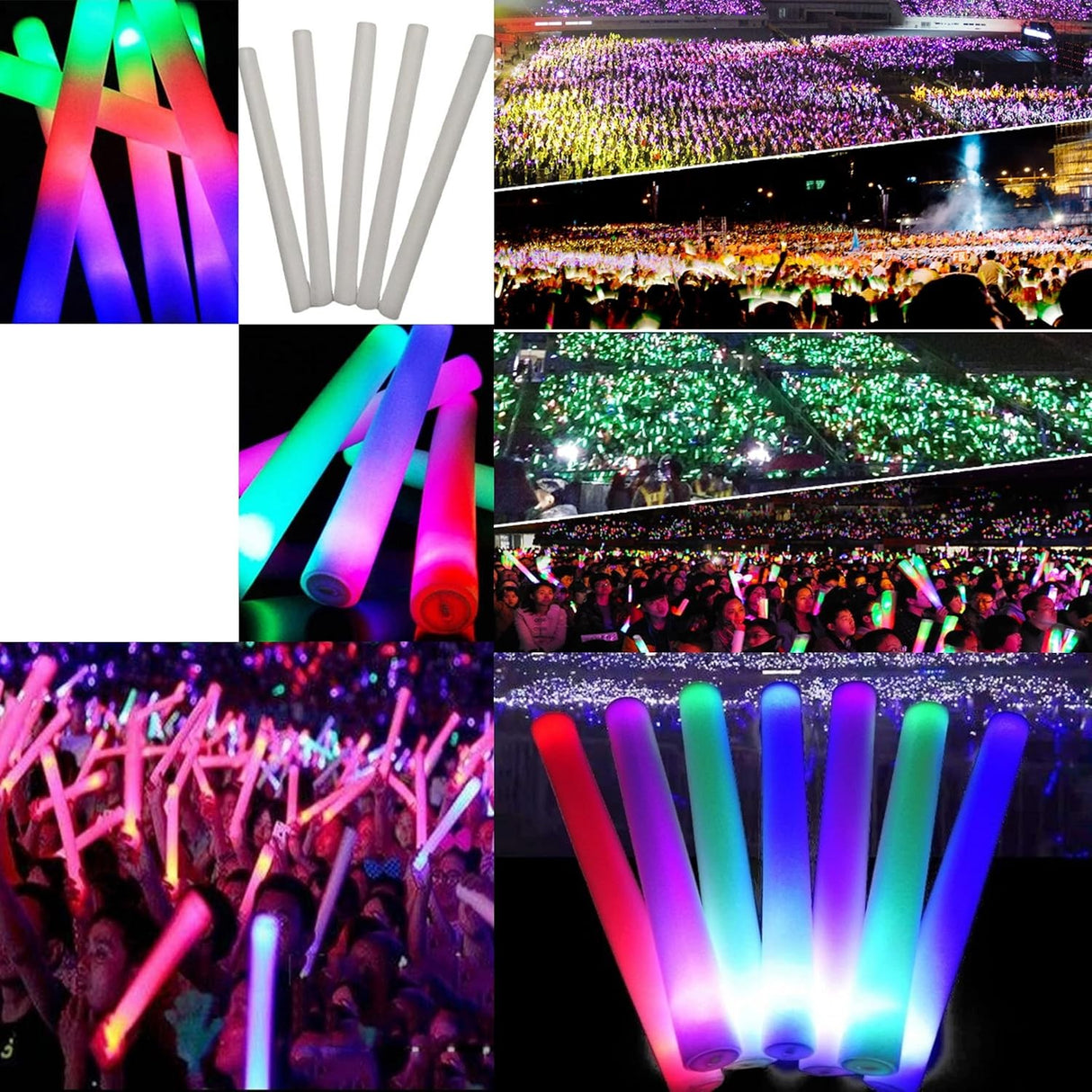 Bagheta cu Led, Vivimall, din Burete, cu Baterii, Lumina Multicolora, 48 x 4 cm, Alb - vivimall.ro