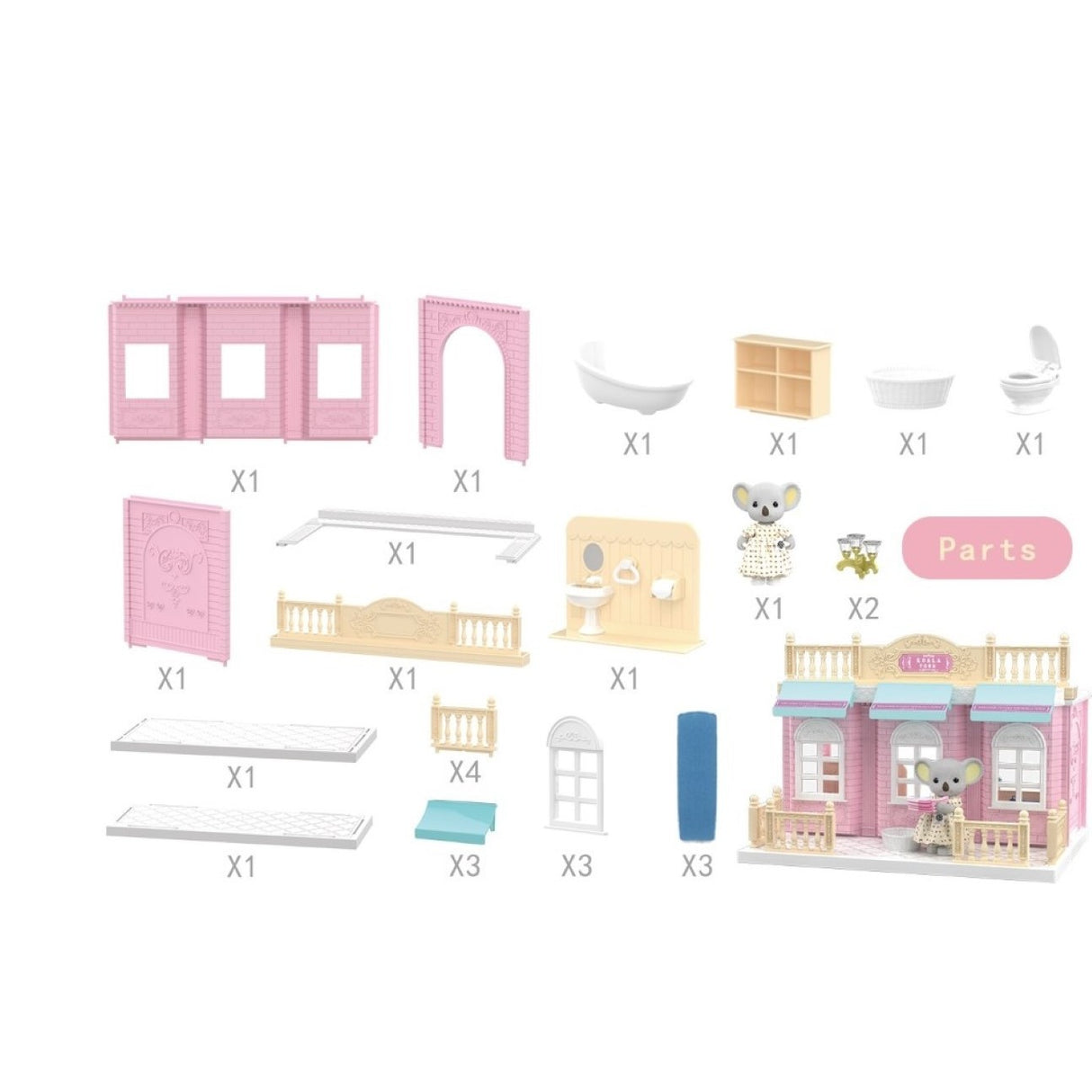 Baie pentru papusi cu mobilier si figurina - vivimall.ro