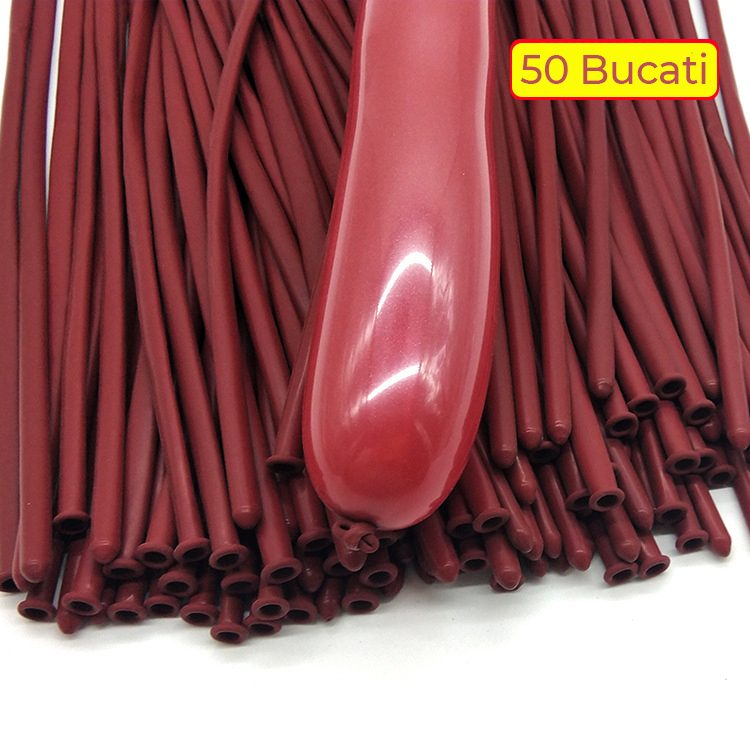 Baloane de Modelaj, Flippy, Set 50 bucati, Model Standard, din Latex, 30 x 1.5 cm, 1.8 g per unitate, pana la 150 cm, Rosu - vivimall.ro