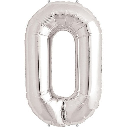 Balon din Folie Vivimall, Cifra 0, 81 cm, Pentru Aer sau Heliu, Bulk, Argintiu - vivimall.ro