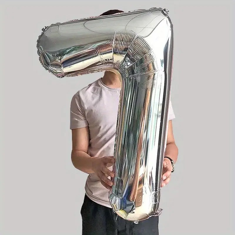 Balon din Folie Flippy, Cifra 7, 81 cm, Pentru Aer sau Heliu, Bulk, Argintiu - vivimall.ro