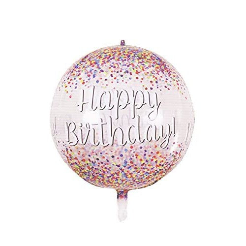 Balon din Folie Metalizata, Vivimall, Figurina Rotunda 4D, Model Happy Birthday, Tema Aniversare, 24 x 63 cm, Ambalaj Individual, Pai inclus, Umflare cu Aer sau Heliu, Maro - vivimall.ro