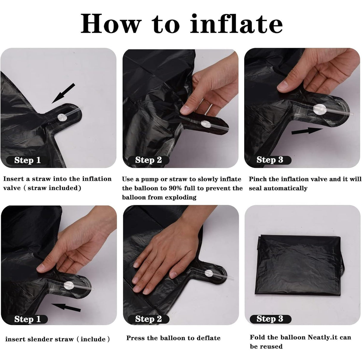 Balon din Folie Metalizata, Vivimall, Figurina Cifra, Tema Aniversare 100 cm, Ambalaj Individual, Pai inclus, Umflare cu Aer sau Heliu, Negru, Cifra 9 - vivimall.ro