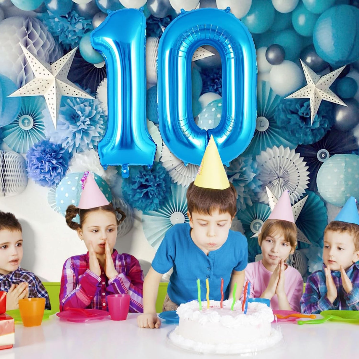 Balon din Folie Metalizata, Vivimall, Figurina Cifra, Tema Aniversare 80 cm, Ambalaj Individual, Pai inclus, Umflare cu Aer sau Heliu, Albastru, Cifra 1 - vivimall.ro