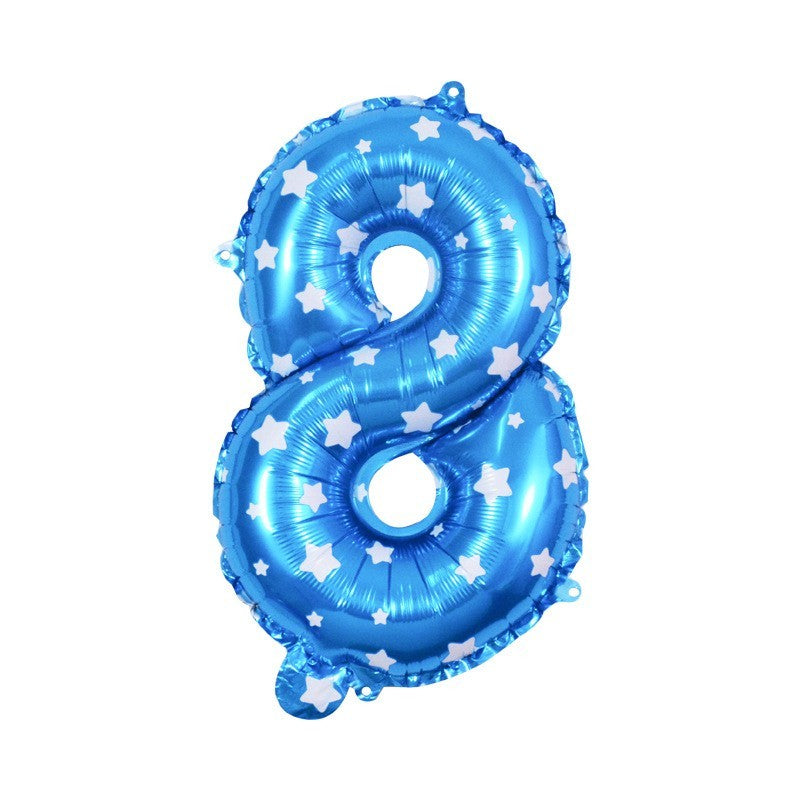 Balon din Folie Metalizata Vivimall, Figurina Cifra, Imprimeu Stele, Tema Aniversare 80 cm, Ambalaj Individual, Pai inclus, Umflare cu Aer sau Heliu, Albastru, Cifra 8 - vivimall.ro