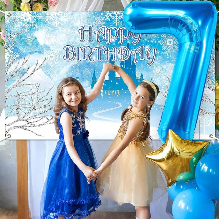 Balon din Folie Metalizata Vivimall, Figurina Cifra, Tema Aniversare 40 cm, Ambalaj Individual, Pai inclus, Umflare cu Aer sau Heliu, Albastru, Cifra 7 - vivimall.ro