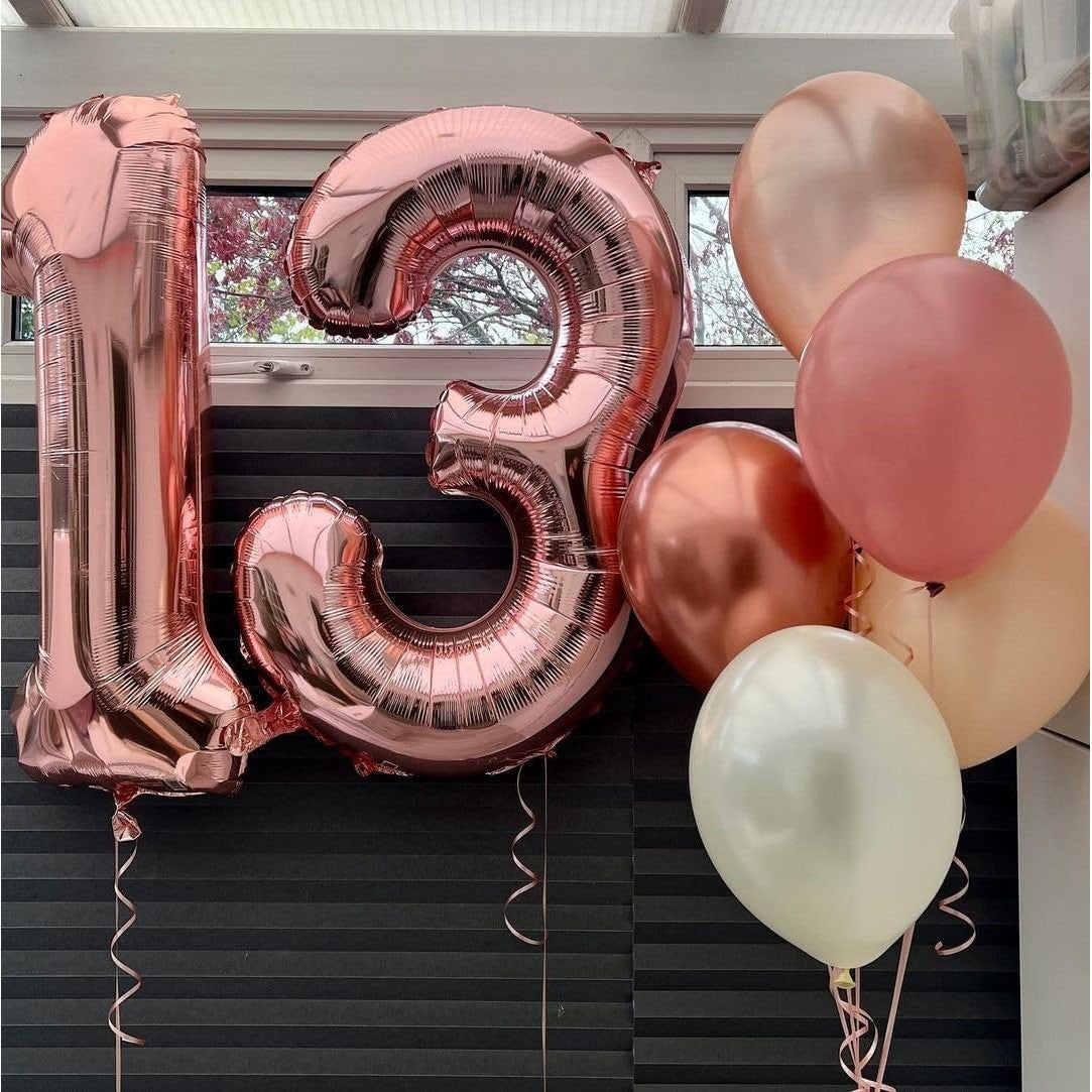 Balon din Folie Metalizata Vivimall, Figurina Cifra, Tema Aniversare 80 cm, Ambalaj Individual, Pai inclus, Umflare cu Aer sau Heliu, Rose, Cifra 1 - vivimall.ro