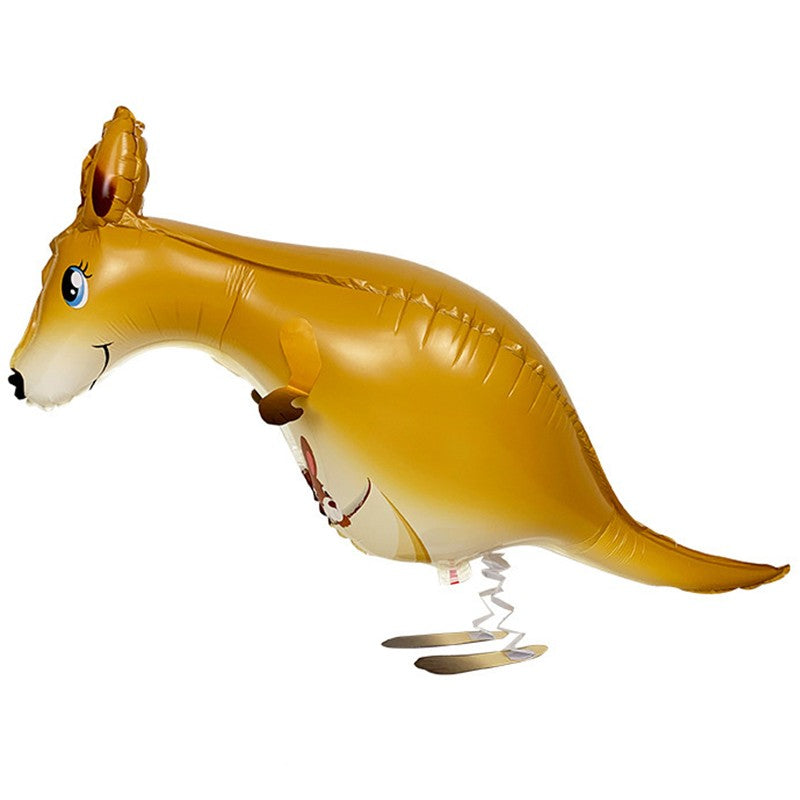 Balon din Folie Metalizata, Vivimall, Figurina Animata, Model Cangur, 102x34 cm, Ambalaj Individual, Pai Inclus, Umflare cu Aer sau Heliu, Maro - vivimall.ro