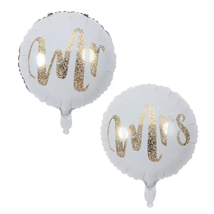 Balon din Folie Metalizata, Vivimall, Figurina Cerc, Model MR, Tematica Nunta, 45 cm, Ambalaj Individual, Pai Inclus, Umflare cu Aer sau Heliu, Alb - vivimall.ro