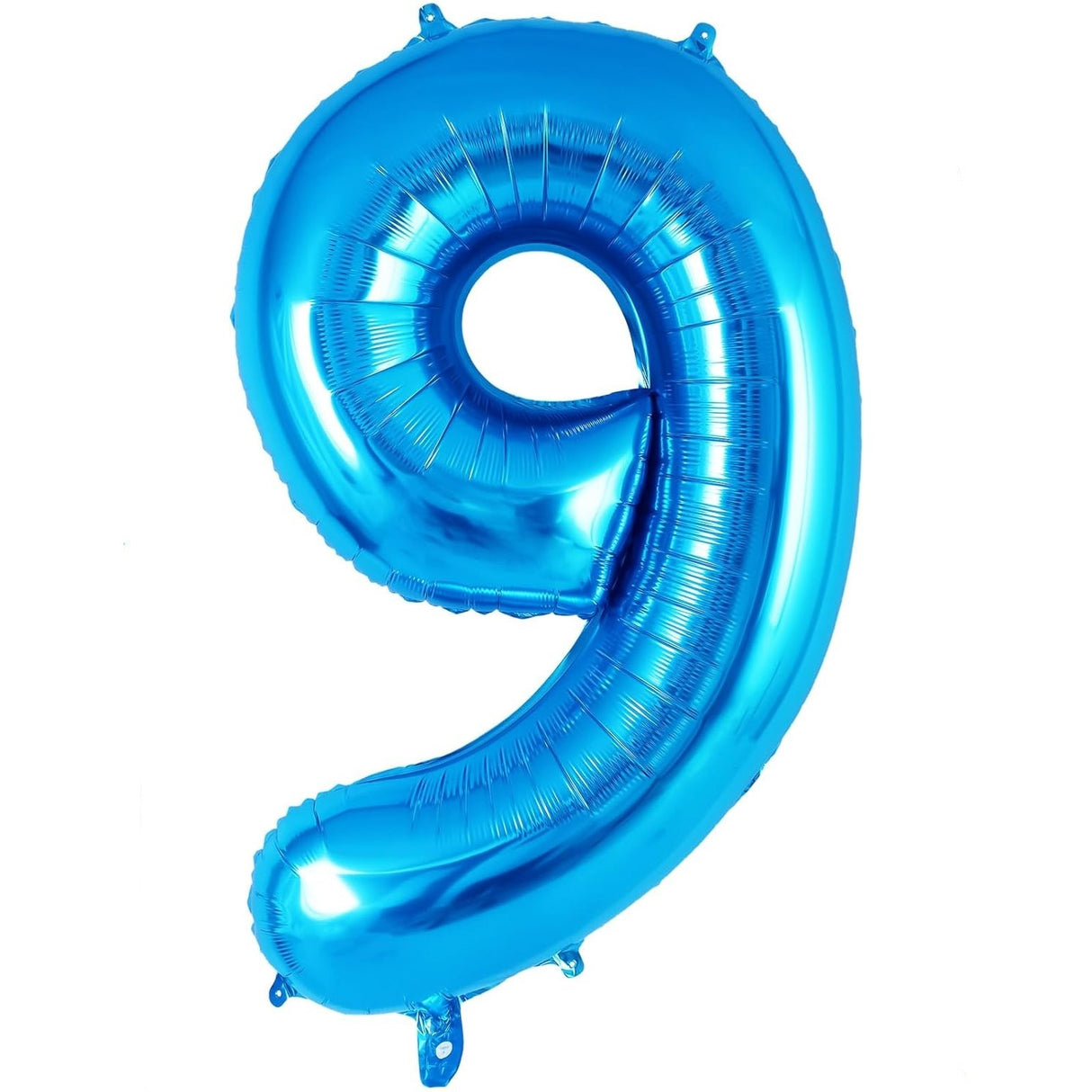 Balon din Folie Metalizata, Vivimall, Figurina Cifra, Tema Aniversare 80 cm, Ambalaj Individual, Pai inclus, Umflare cu Aer sau Heliu, Albastru, Cifra 9 - vivimall.ro