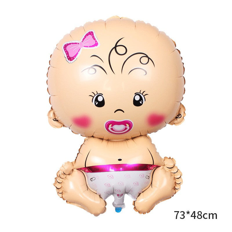 Balon din Folie Metalizata, Vivimall, Figurina Fetita, Tema Botez, 73x48 cm, Ambalaj Individual, Pai Inclus, Umflare cu Aer sau Heliu, Roz - vivimall.ro