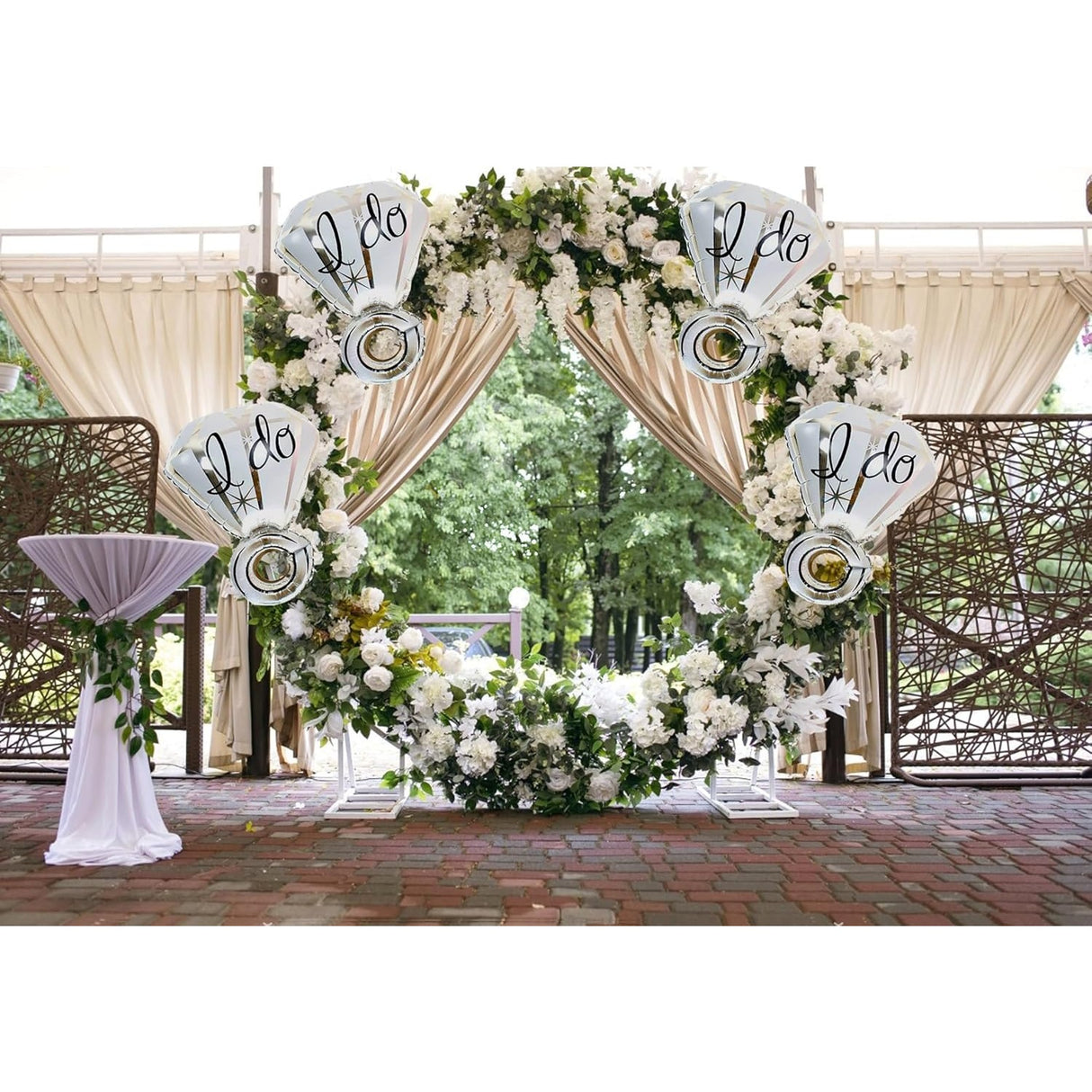 Balon din Folie Metalizata, Vivimall, Figurina Inel de Logodna, Model Diamant, Tema Nunta, 60 cm, Ambalaj Individual, Pai Inclus, Umflare cu Aer sau Heliu, Alb - vivimall.ro