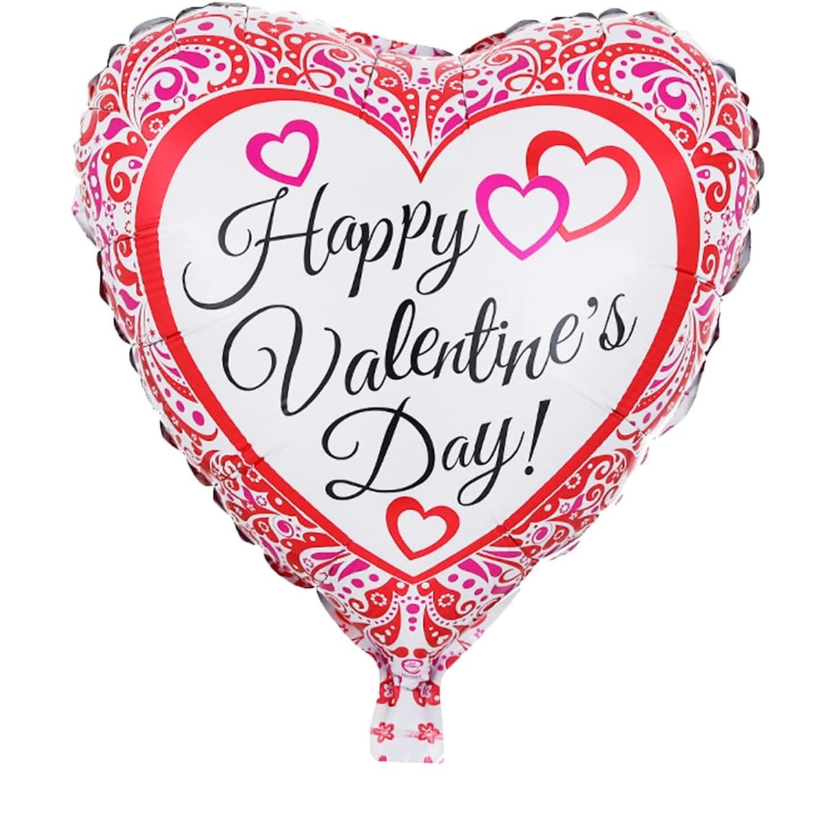 Balon din Folie Metalizata, Vivimall, Figurina Inimioara, Model Happy Valentine's Day, Tematica Iubire, 45 cm, Ambalaj Individual, Pai Inclus, Umflare cu Aer sau Heliu, Rosu - vivimall.ro