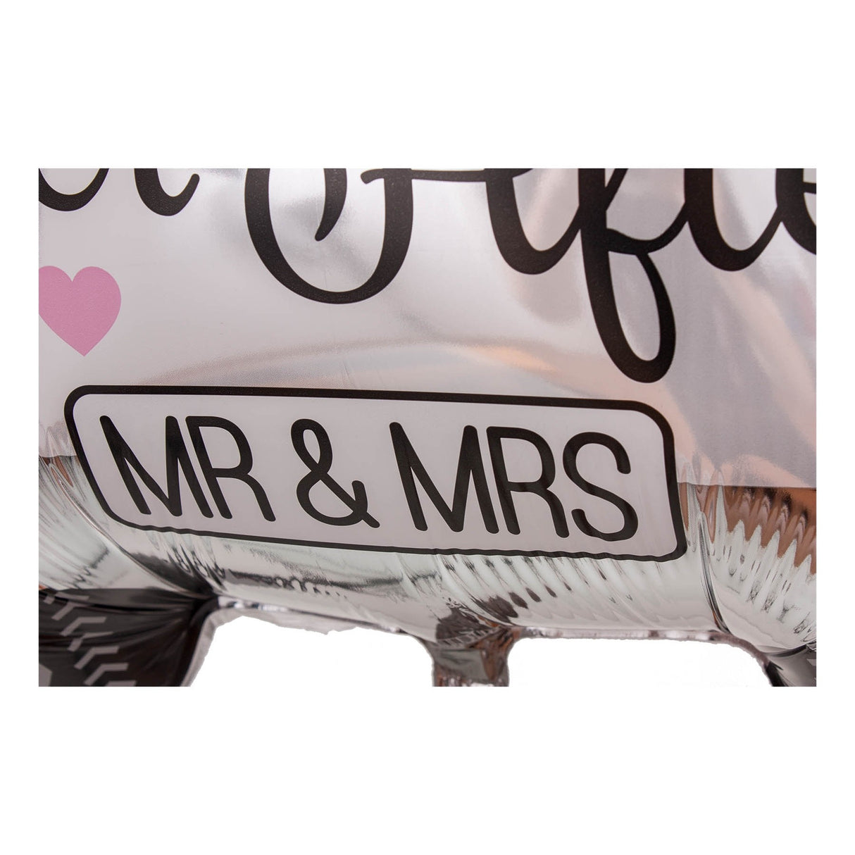 Balon din Folie Metalizata, Vivimall, Figurina Masina, Model Nunta Happily Ever After, Tema Nunta, 60 x 63 cm, Ambalaj Individual, Pai Inclus, Umflare cu Aer sau Heliu, Alb - vivimall.ro