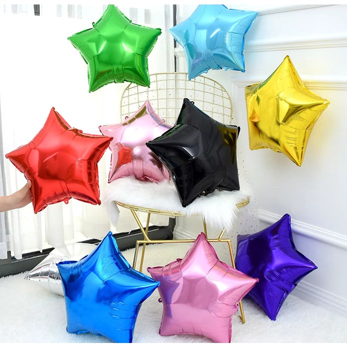 Balon din Folie Metalizata, Vivimall, Figurina Stea, Model Simplu, Tematica Aniversare, 40 cm, Ambalaj Individual, Pai Inclus, Umflare cu Aer sau Heliu, Bleu - vivimall.ro