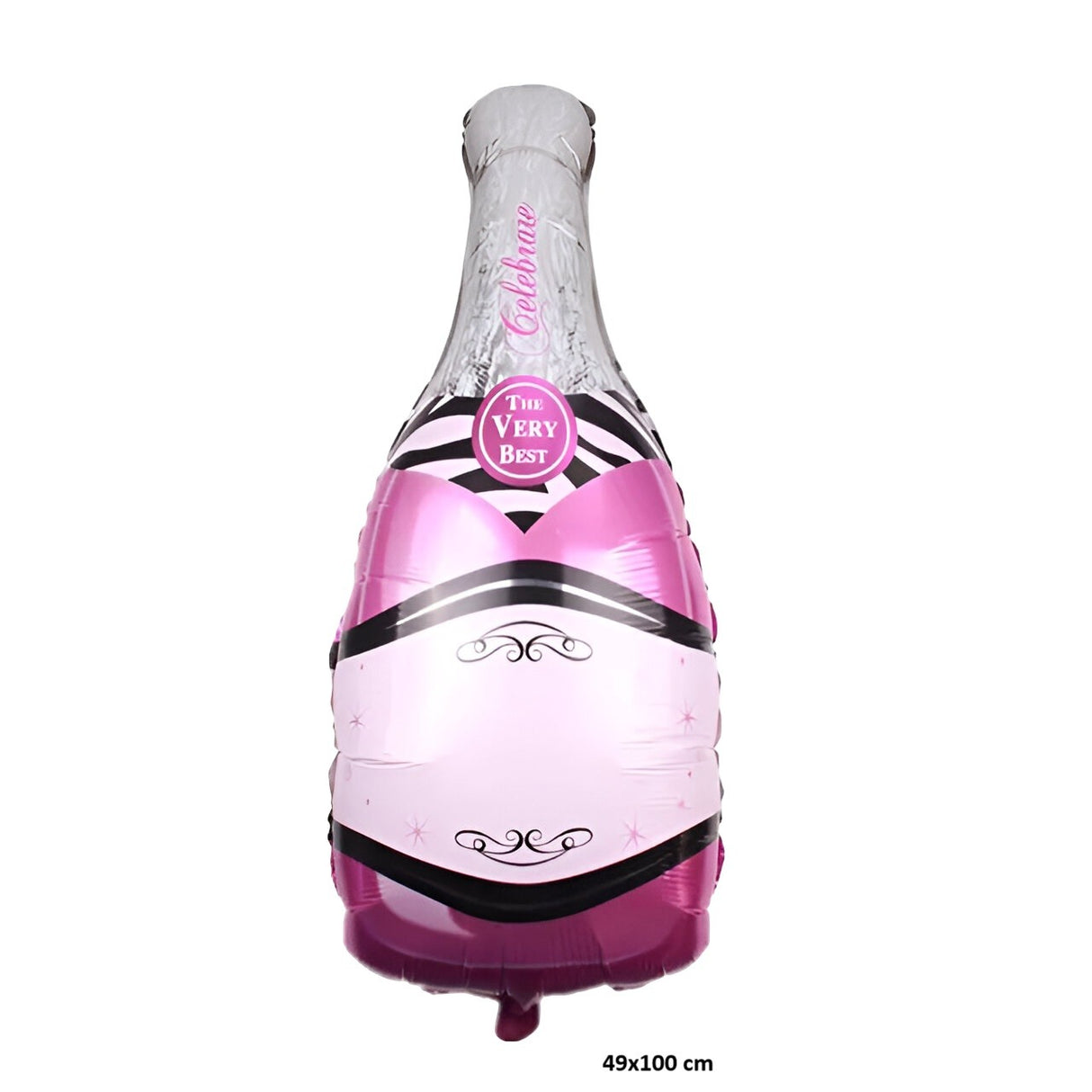 Balon din Folie Metalizata, Vivimall, Figurine, Model Sticla de Sampanie, 49x100 cm, Ambalaj Individual, Pai Inclus, Umflare cu Aer sau Heliu, Mov - vivimall.ro