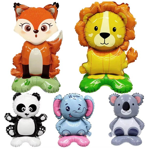 Balon din Folie Metalizata, Vivimall, Mini Figurine Animalute, Model Vulpe, Tematica Aniversare, 35x61 cm, Ambalaj Individual, Pai Inclus, Umflare cu Aer sau Heliu, Multicolor - vivimall.ro