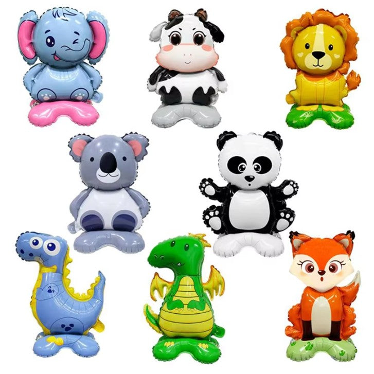 Balon din Folie Metalizata, Vivimall, Mini Figurine Animalute, Model Vulpe, Tematica Aniversare, 35x61 cm, Ambalaj Individual, Pai Inclus, Umflare cu Aer sau Heliu, Multicolor - vivimall.ro