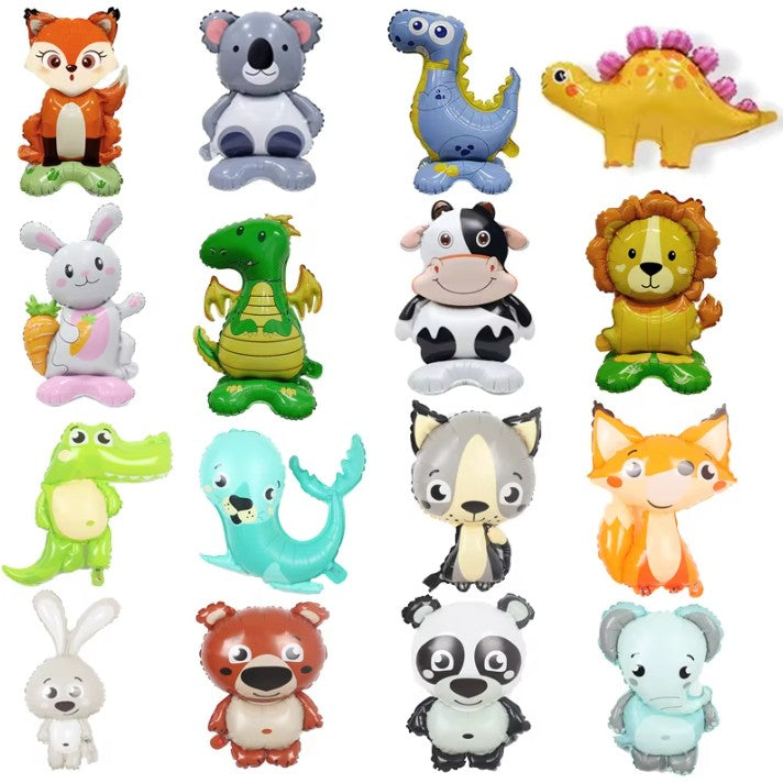 Balon din Folie Metalizata, Vivimall, Mini Figurine Animalute, Model Vulpe, Tematica Aniversare, 35x61 cm, Ambalaj Individual, Pai Inclus, Umflare cu Aer sau Heliu, Multicolor - vivimall.ro