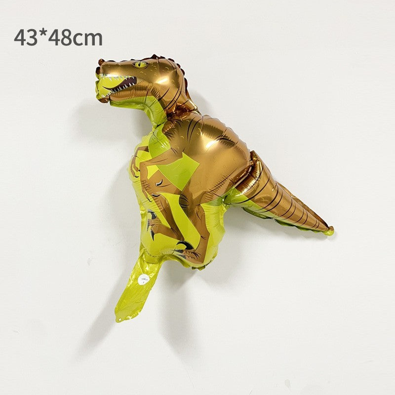 Balon din Folie Metalizata, Vivimall, Mini Figurine Dinozauri, Model Velociraptor, Tematica Aniversare, 48x43 cm, Ambalaj Individual, Pai Inclus, Umflare cu Aer sau Heliu, Multicolor - vivimall.ro