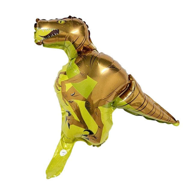Balon din Folie Metalizata, Vivimall, Mini Figurine Dinozauri, Model Velociraptor, Tematica Aniversare, 48x43 cm, Ambalaj Individual, Pai Inclus, Umflare cu Aer sau Heliu, Multicolor - vivimall.ro