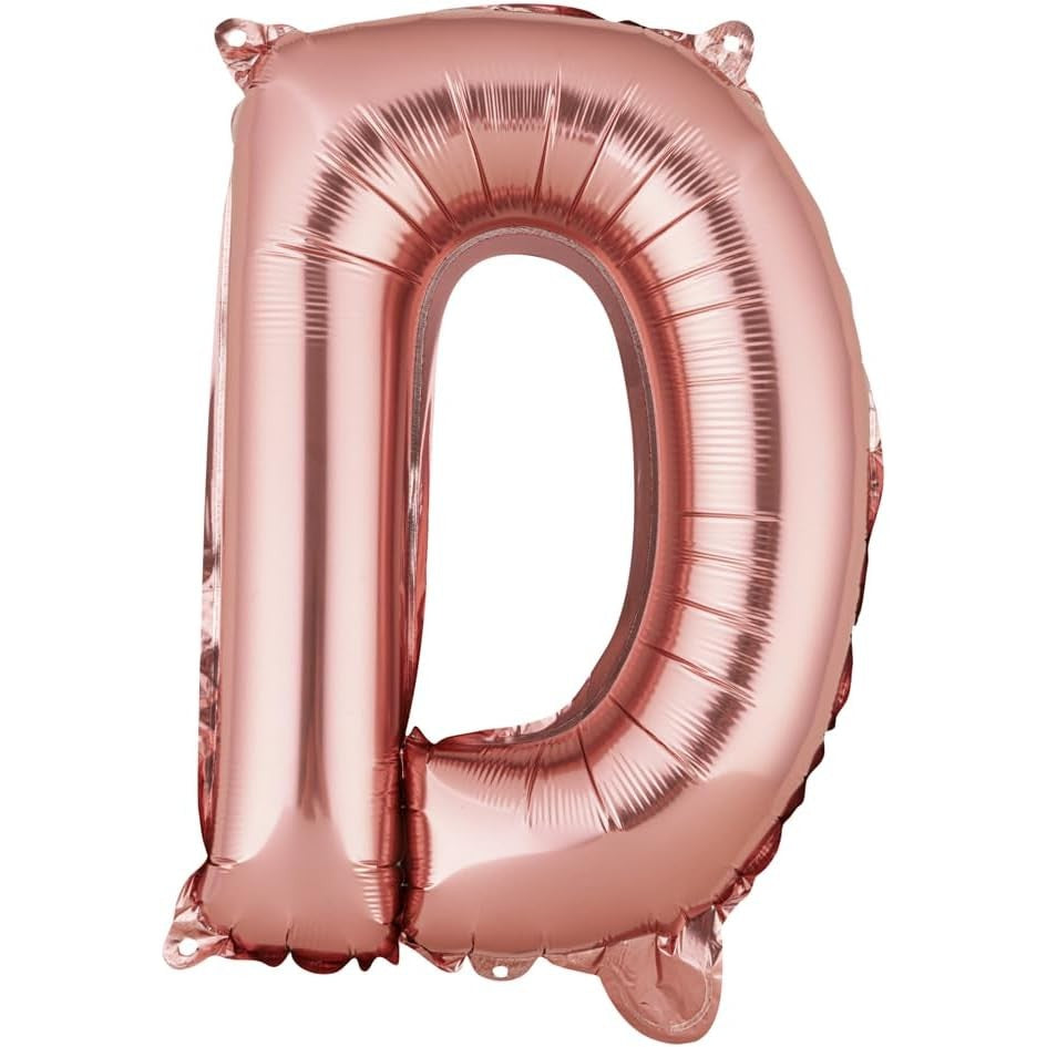 Balon Folie Metalizata Litera D, Vivimall, 40 cm, Umflati cu Heliu sau Aer, Ambalaj Individual, Pai inclus, Rose Gold - vivimall.ro