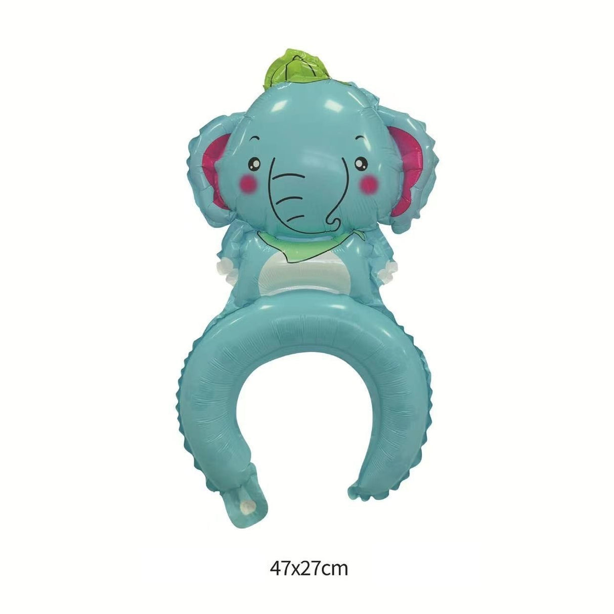 Balon din Folie Metalizata, Vivimall, Tip Coronita, Model Elefant, Ambalaj Individual, Pai Inclus, Umflare cu Aer sau Heliu, 47 x 27 cm, Albastru - vivimall.ro