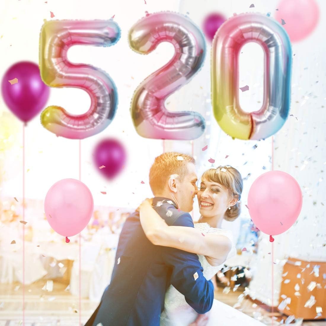 Balon din Folie Metalizata Gradient Vivimall, Figurina Cifra, Tema Aniversare 100 cm, Ambalaj Individual, Pai inclus, Umflare cu Aer sau Heliu, Multicolor, Cifra 5 - vivimall.ro