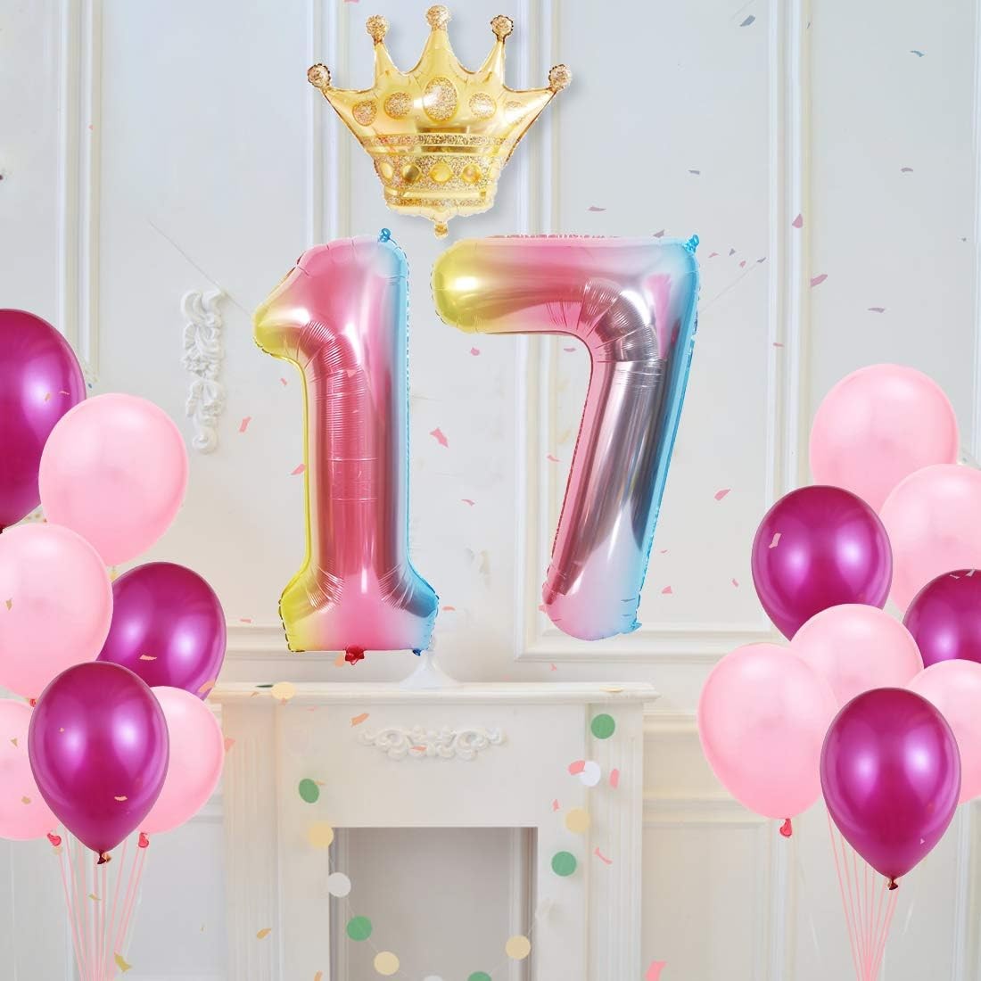 Balon din Folie Metalizata Gradient Vivimall, Figurina Cifra, Tema Aniversare 100 cm, Ambalaj Individual, Pai inclus, Umflare cu Aer sau Heliu, Multicolor, Cifra 7 - vivimall.ro