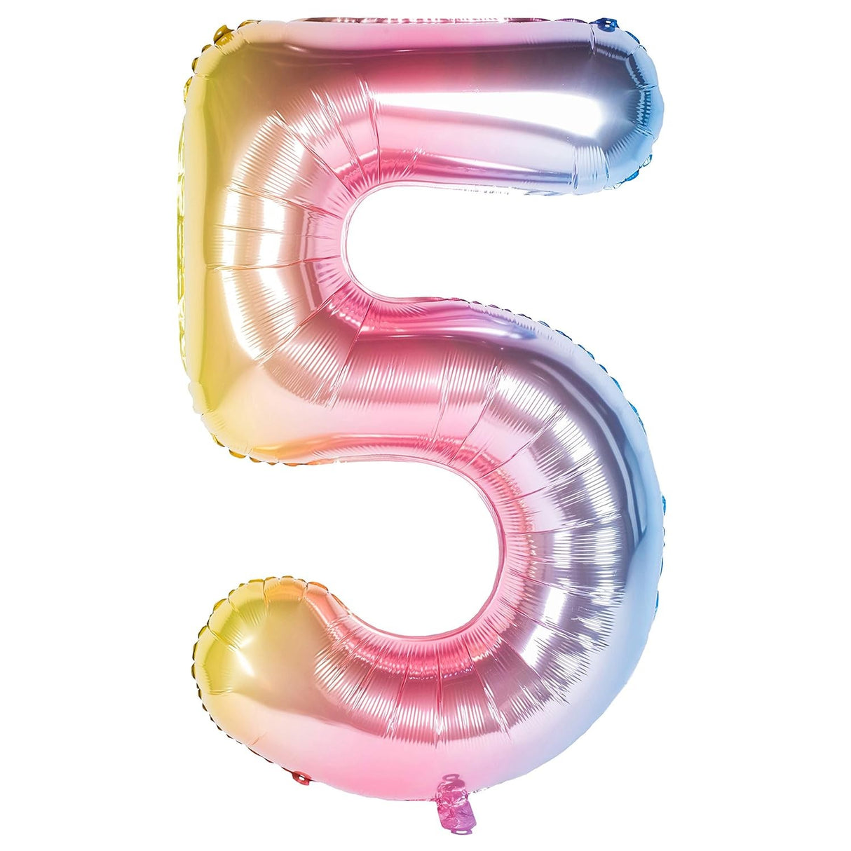 Balon din Folie Metalizata Gradient Vivimall, Figurina Cifra, Tema Aniversare 100 cm, Ambalaj Individual, Pai inclus, Umflare cu Aer sau Heliu, Multicolor, Cifra 5 - vivimall.ro