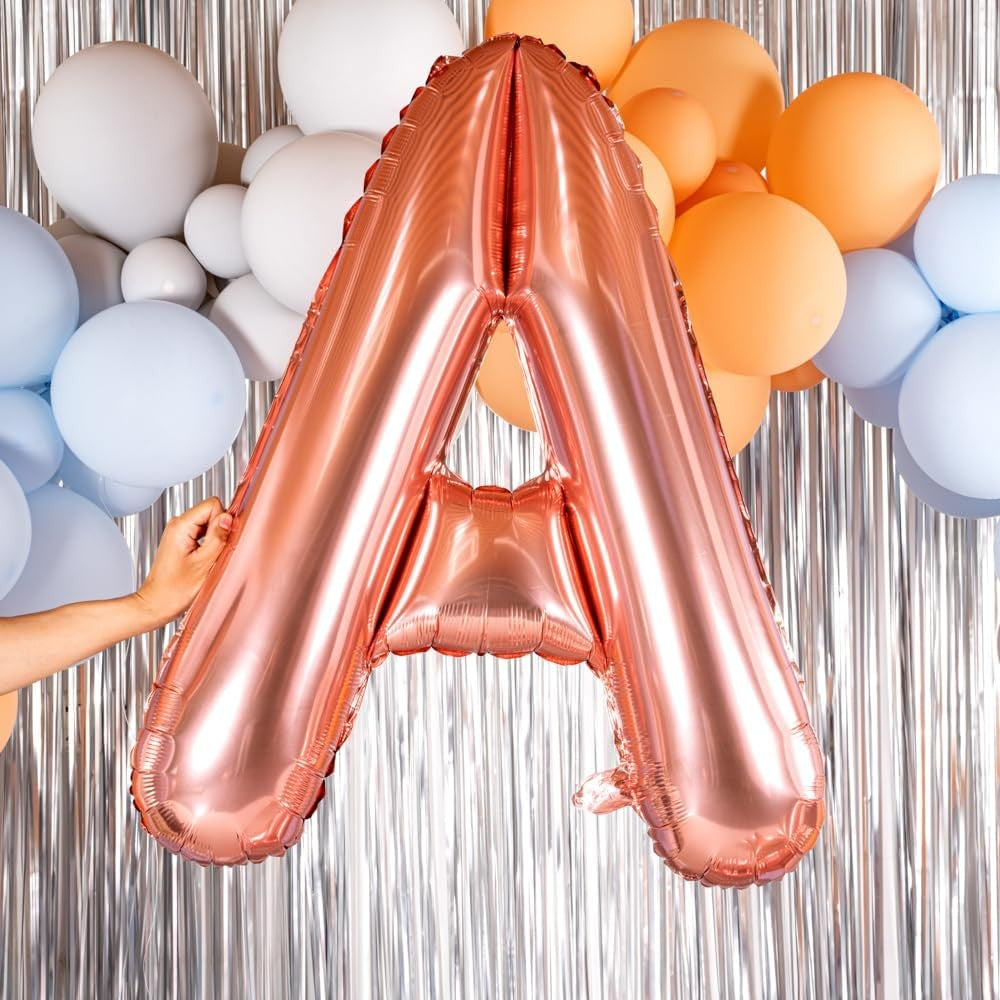 Balon Folie Metalizata Litera A, Vivimall, 100 cm, Umflati cu Heliu sau Aer, Ambalaj Individual, Pai inclus, Rose Gold - vivimall.ro