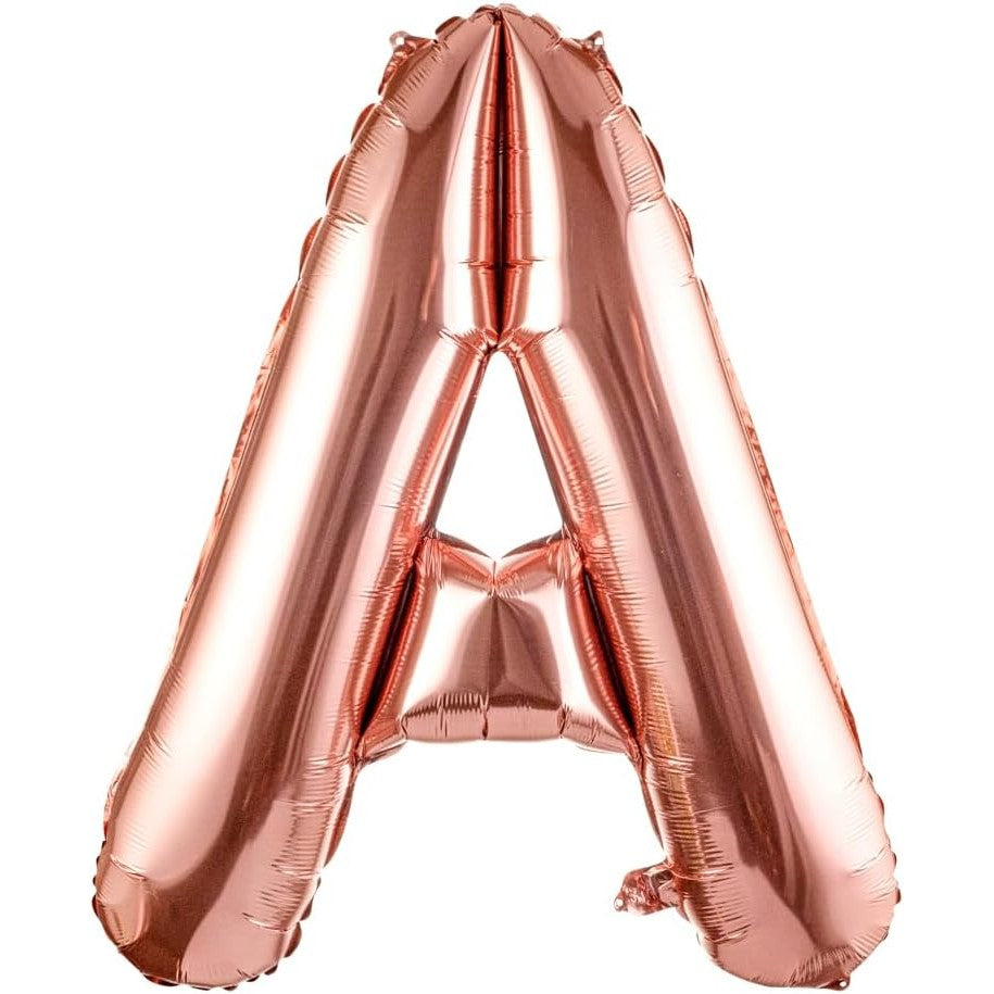 Balon Folie Metalizata Litera A, Vivimall, 80 cm, Umflati cu Heliu sau Aer, Ambalaj Individual, Pai inclus, Rose Gold - vivimall.ro