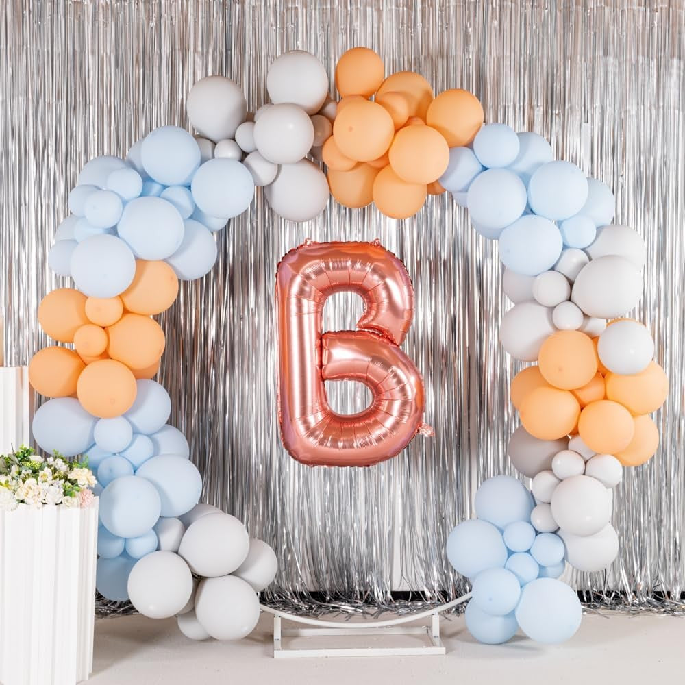 Balon Folie Metalizata Litera B, Vivimall, 100 cm, Umflati cu Heliu sau Aer, Ambalaj Individual, Pai inclus, Rose Gold - vivimall.ro