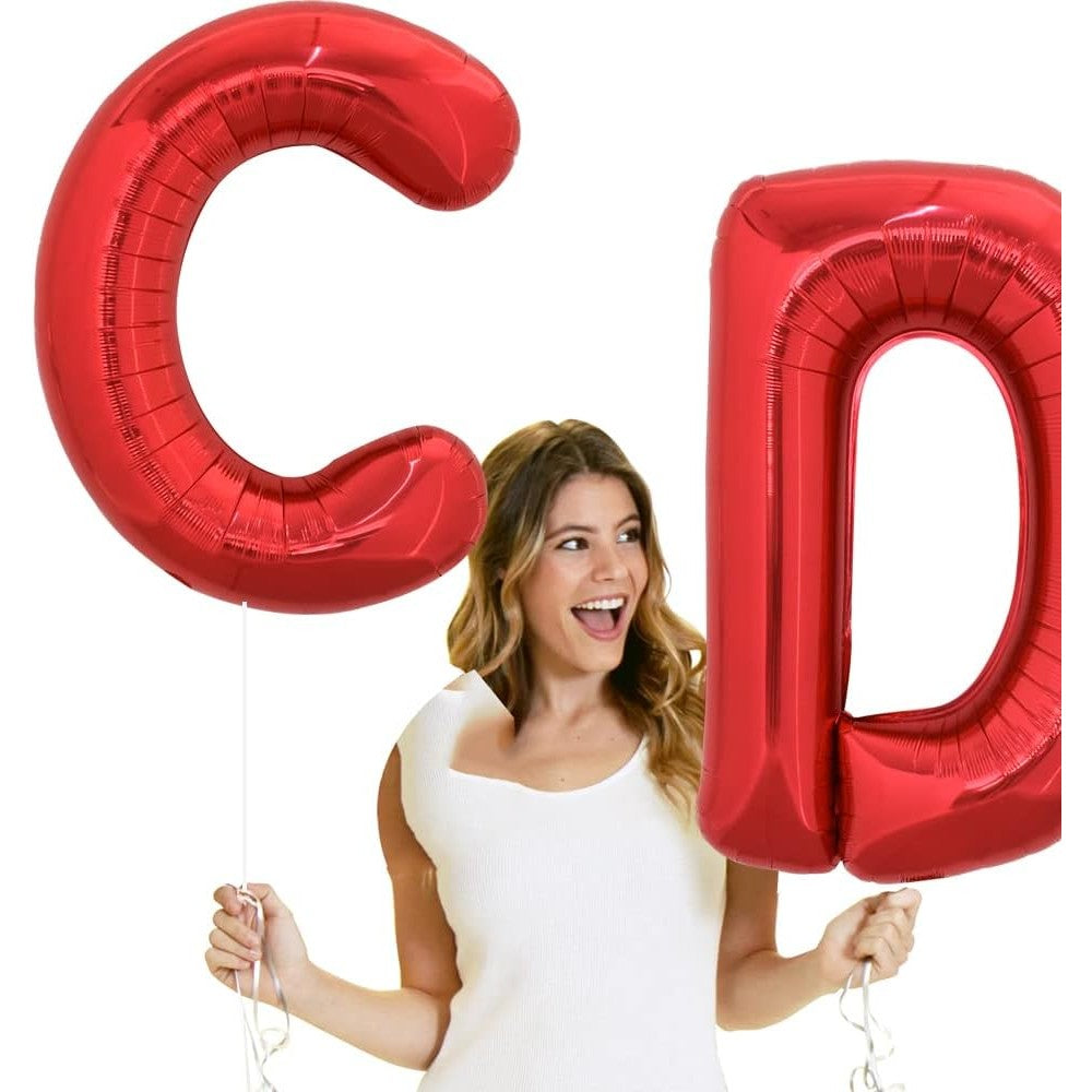 Balon Folie Metalizata Litera C, Vivimall, 40 cm, Umflati cu Heliu sau Aer, Ambalaj Individual, Pai inclus, Rosu - vivimall.ro