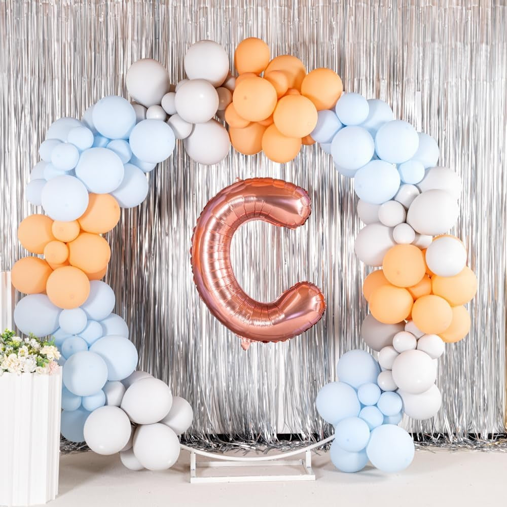 Balon Folie Metalizata Litera C, Vivimall, 80 cm, Umflati cu Heliu sau Aer, Ambalaj Individual, Pai inclus, Rose Gold - vivimall.ro