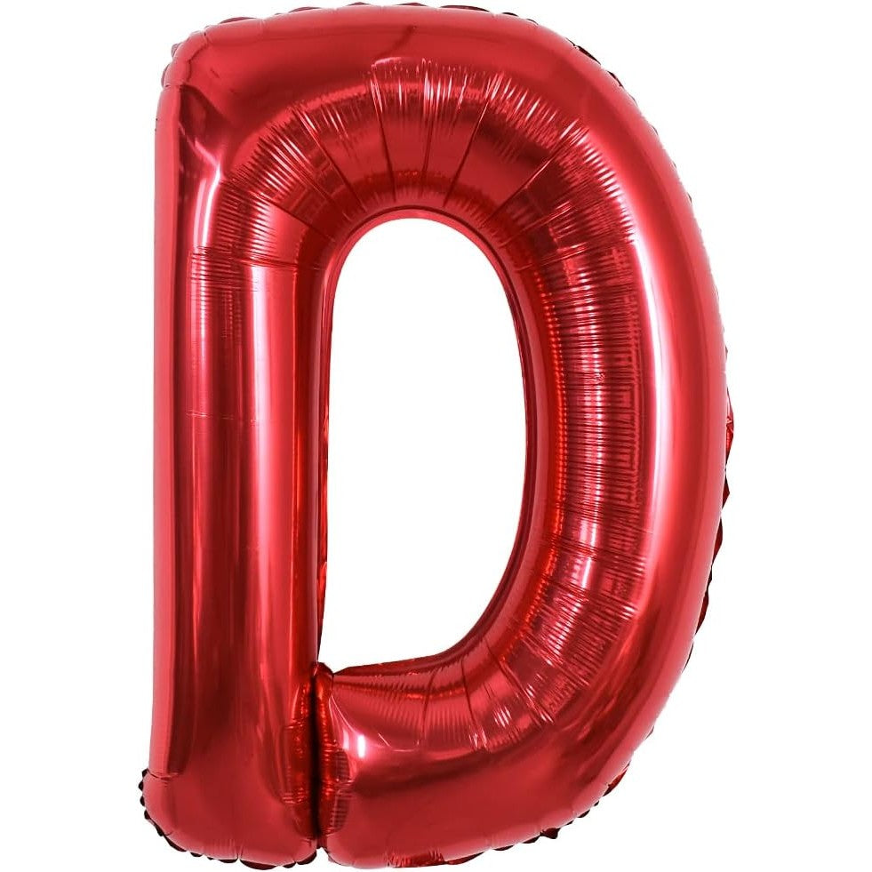 Balon Folie Metalizata Litera D, Vivimall, 40 cm, Umflati cu Heliu sau Aer, Ambalaj Individual, Pai inclus, Rosu - vivimall.ro