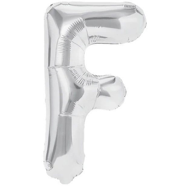 Balon Folie Metalizata Litera F, Vivimall, 80 cm, Umflati cu Heliu sau Aer, Ambalaj Individual, Pai inclus, Argintiu - vivimall.ro