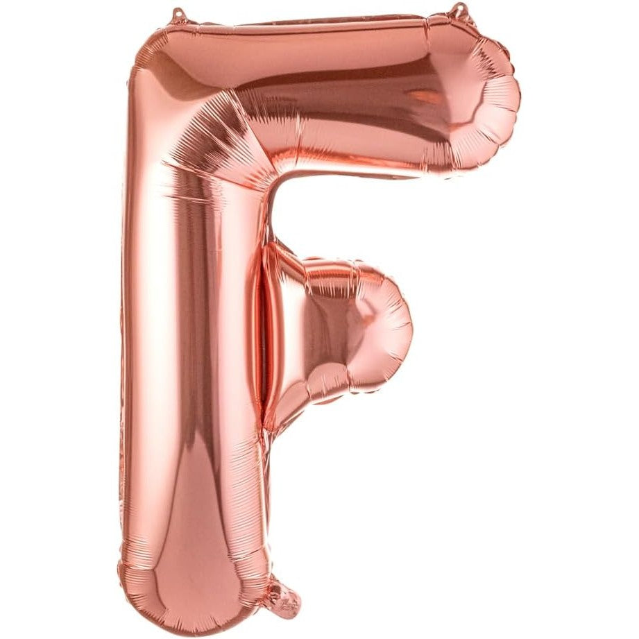 Balon Folie Metalizata Litera F, Vivimall, 80 cm, Umflati cu Heliu sau Aer, Ambalaj Individual, Pai inclus, Rose Gold - vivimall.ro