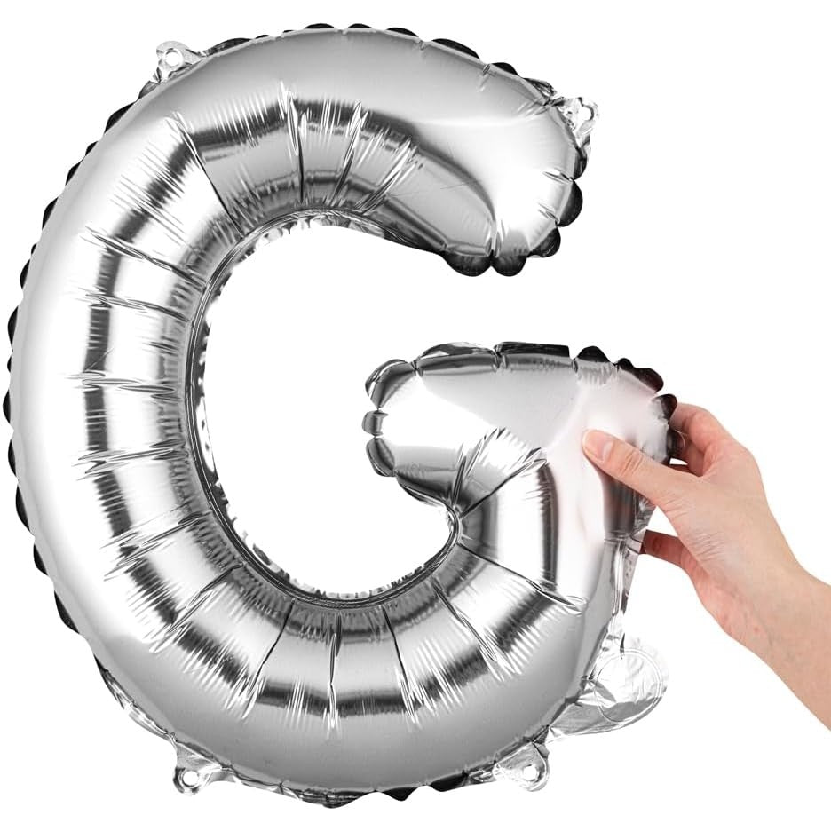 Balon Folie Metalizata Litera G, Vivimall, 80 cm, Umflati cu Heliu sau Aer, Ambalaj Individual, Pai inclus, Argintiu - vivimall.ro