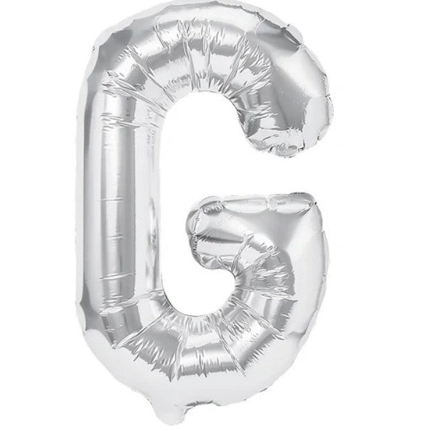 Balon Folie Metalizata Litera G, Vivimall, 80 cm, Umflati cu Heliu sau Aer, Ambalaj Individual, Pai inclus, Argintiu - vivimall.ro